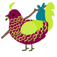 A maroon and lime chicken with a lace pattern