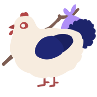 A cream and navy chicken
