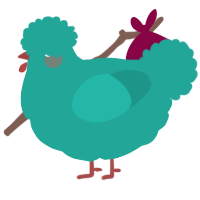 A turquoise chicken