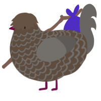 Dirt, a bark and grey chicken with a lace pattern