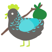 A grey and aqua chicken with a half-lace pattern