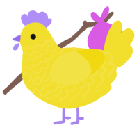 A yellow chicken with a lace pattern
