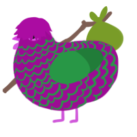 A plum and viridian chicken with a lace pattern