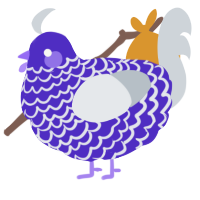 A indigo and mist chicken with a lace pattern