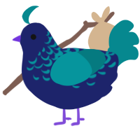 A navy and teal chicken with a half-lace pattern