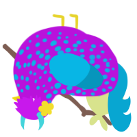 A amethyst and cerulean chicken with a speckle pattern