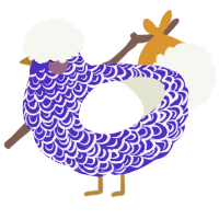 A indigo and white chicken with a double-lace pattern