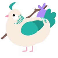 A cream and turquoise chicken with a neck-band pattern