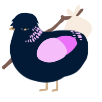 A tumblr and lavender chicken with a neck-band pattern