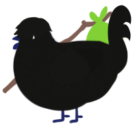 A black chicken with a speckle pattern