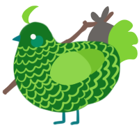 A leaf and grass chicken with a lace pattern
