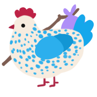A cream and sky chicken with a speckle pattern