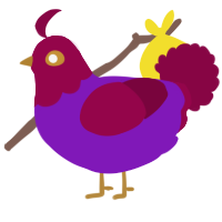 A violet and maroon chicken with a head pattern