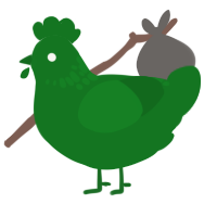 A leaf chicken with a neck-speckle pattern