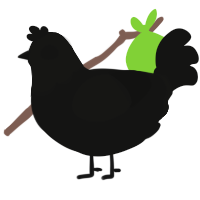 A black chicken with a head pattern