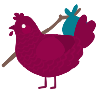 A maroon chicken with a lace pattern