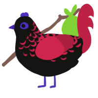 blackcurrant, a black and crimson chicken with a half-lace pattern
