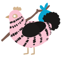 A rose and sable chicken with a bar pattern