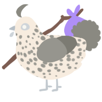 A cream and ash chicken with a speckle pattern