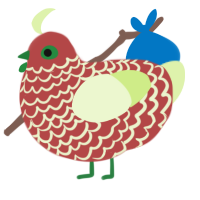 A red and apple chicken with a lace pattern