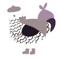 A black and apple chicken with a lace pattern