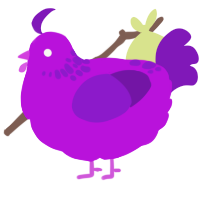 A amethyst and violet chicken with a neck-speckle pattern