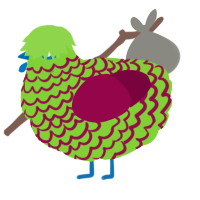 A grass and maroon chicken with a lace pattern