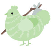 A gluppy chicken with a bar pattern
