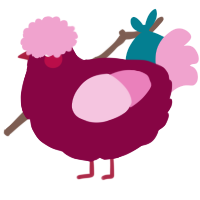 A maroon and pink chicken