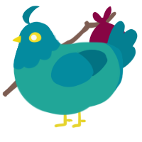 A turquoise and sea chicken with a head pattern