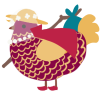 A maroon and honey chicken with a lace pattern