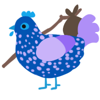 A ultramarine and lilac chicken with a speckle pattern