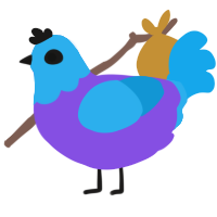 A blurple and sky chicken with a head pattern