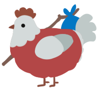 A red and silver chicken with a head pattern
