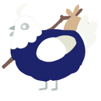 A navy and white chicken with a head pattern
