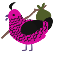 Goth Rave, a fuchsia and black chicken with a lace pattern