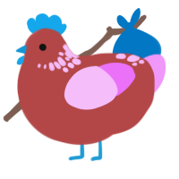 Berry², a red and lavender chicken with a neck-speckle pattern
