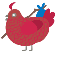 A red and crimson chicken with a lace pattern