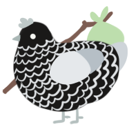 A sable and mist chicken with a lace pattern
