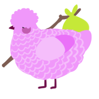 A lavender chicken with a lace pattern