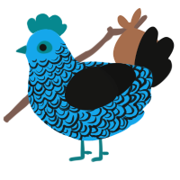 A sky and black chicken with a double-lace pattern