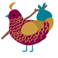 A maroon and gold chicken with a lace pattern