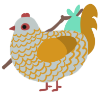 A silver and ochre chicken with a lace pattern