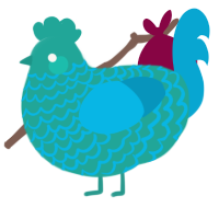 A turquoise and cerulean chicken with a lace pattern