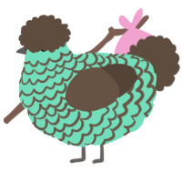 A mint and bark chicken with a lace pattern