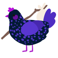 Disco, a tumblr and indigo chicken with a speckle pattern