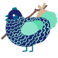 A navy and mint chicken with a lace pattern