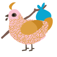 A rose and orange chicken with a double-lace pattern