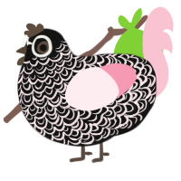 Dr Beaumont, a black and rose chicken with a double-lace pattern