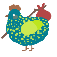A sea and lime chicken with a speckle pattern